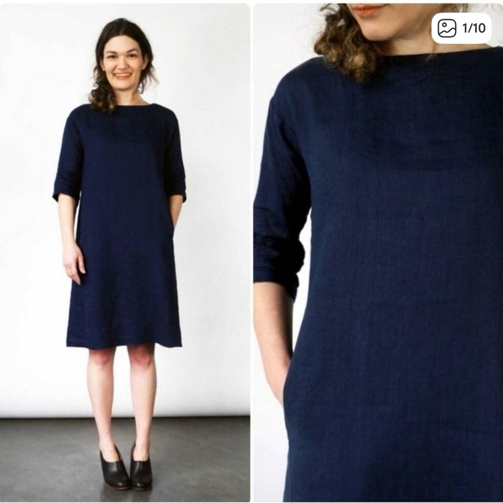 Sugar Candy Mountain Linen Nico Dress Sz M‎ Black Minimalist Neutral Natural USA